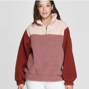 Universal Thread Pink Sherpa Pullover | Size XS